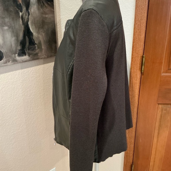 Faux leather and knit zip front jacket - Picture 5 of 7